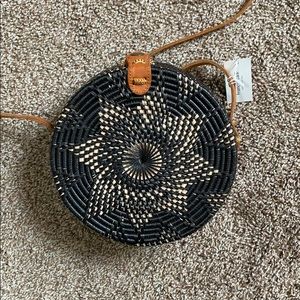 NWT Black Straw Crossbody Bag/Purse